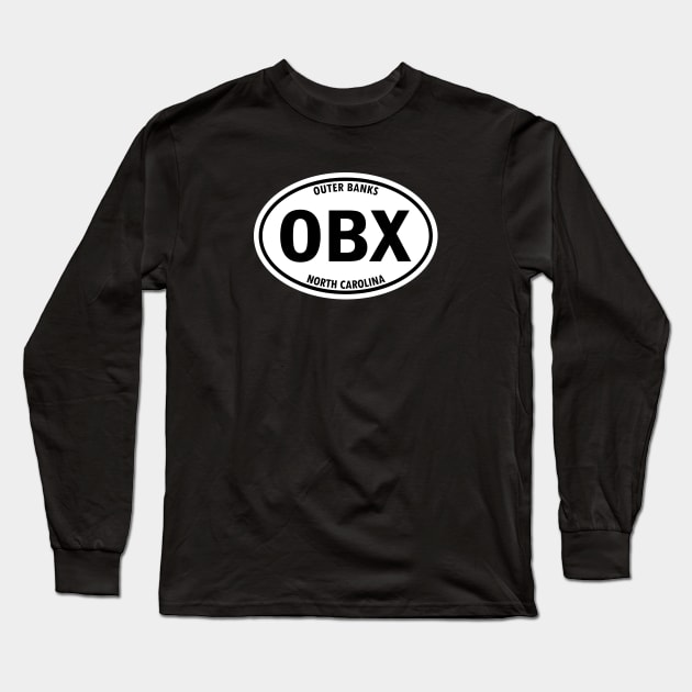 Outer Banks, North Carolina OBX Oval Travel Sticker Long Sleeve T-Shirt by SeaStories